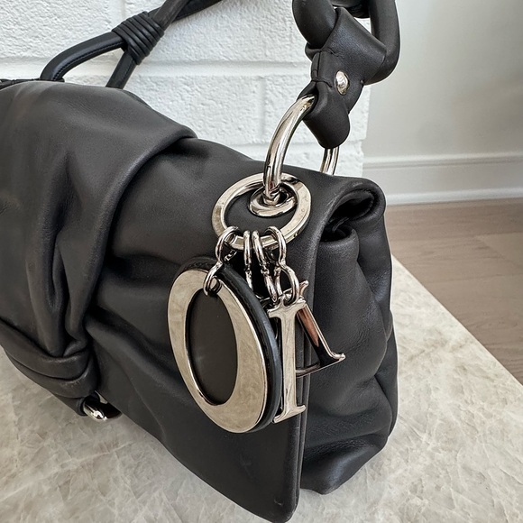 Christian Dior Dark Grey Leather Small Demi Lune Flap Bag - Picture 14 of 16